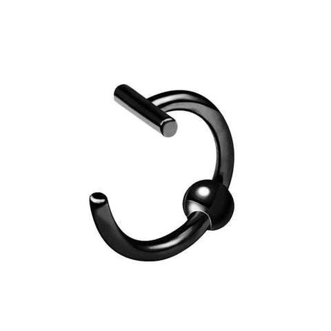 Stainless Steel Lip Ring - Trendy Non-Piercing Lip Jewelry - Black Bead / S