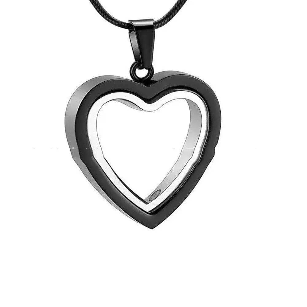 Stainless Steel Pendant - Heart-Shaped Cremation Jewelry for Memorials - Black