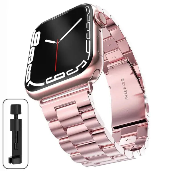 Stainless steel strap apple watch metal buckle business band - Pink / Series 10 46mm