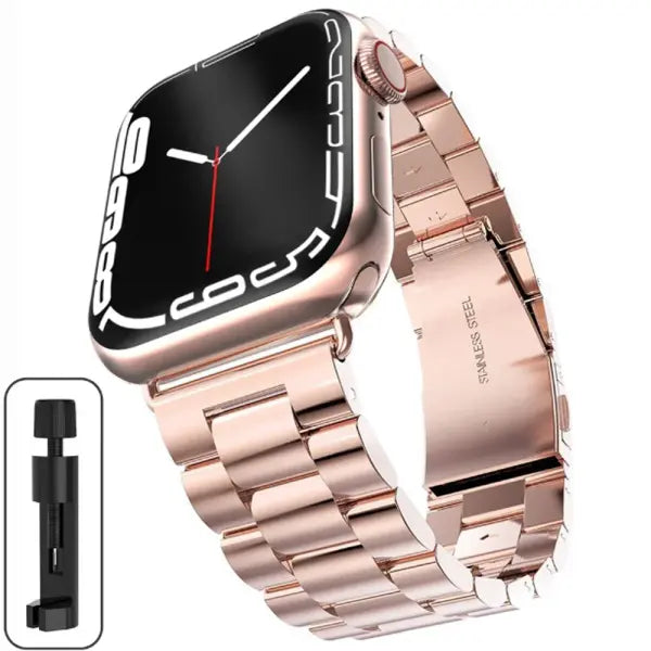 Stainless steel strap apple watch metal buckle business band - Rose Gold / Series 10 46mm