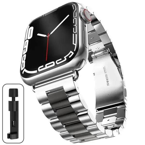 Stainless steel strap apple watch metal buckle business band - Sliver Black / Series 10 46mm