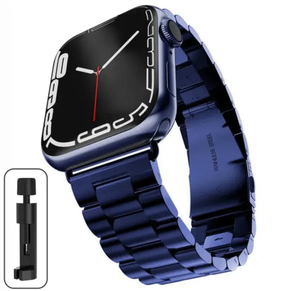 Stainless steel strap apple watch metal buckle business band - Blue / Series 10 46mm