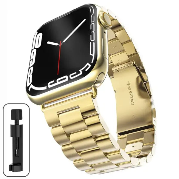 Stainless steel strap apple watch metal buckle business band - Gold / Series 10 46mm