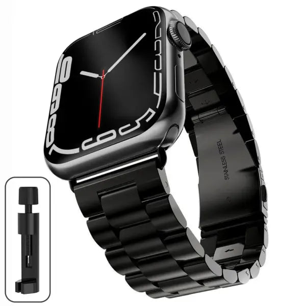 Stainless steel strap apple watch metal buckle business band - black / Series 10 46mm