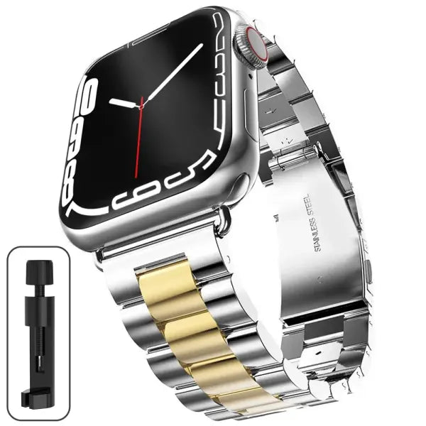 Stainless steel strap apple watch metal buckle business band - Sliver Gold / Series 10 46mm
