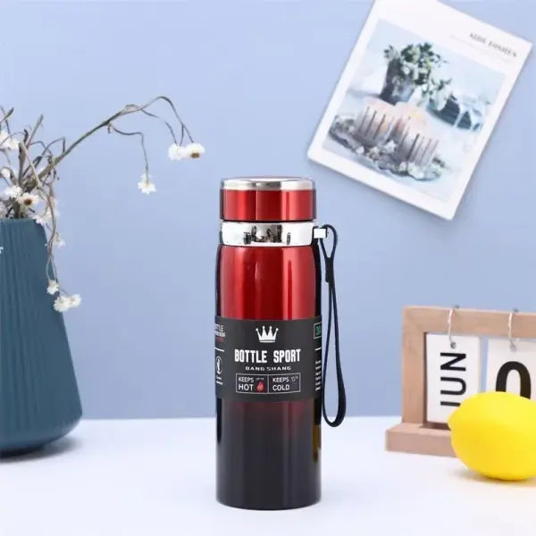 Stainless Steel Water Bottle 1L Vacuum Flask for Hot and Cold Drinks - Red / 1000ml