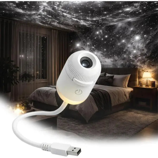 Starry Sky Projection Lamp USB Compact – Ambient Bedroom Lighting - 5W / White With 1 Slide - None