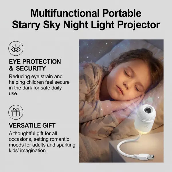 Starry Sky Projection Lamp USB Compact – Ambient Bedroom Lighting - None