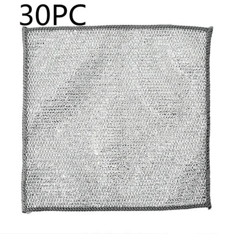 Steel Wire Ball Cloth for Effective Kitchen Grease Removal - Silver Silk Cloth 30PC / 20x20 Double Layer
