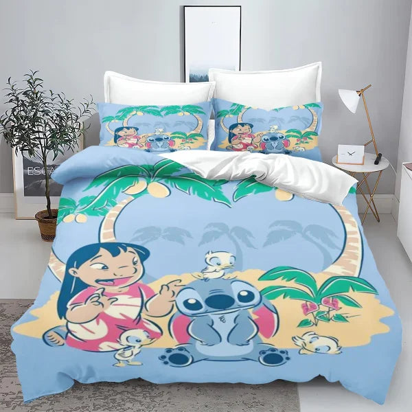 Stitch 3D Cartoon King Size Duvet Cover - Cute Kids Bedding Set - Himpall