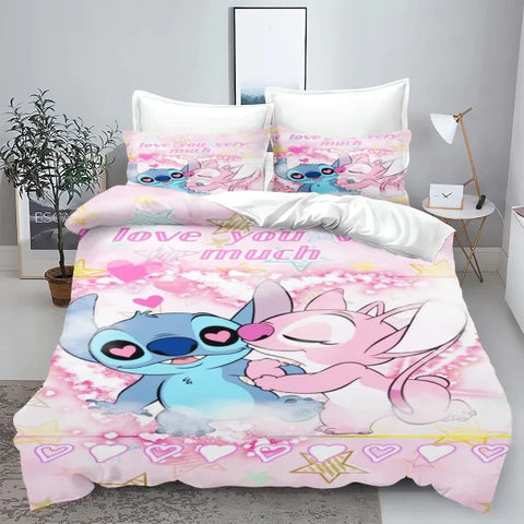 Stitch 3D Cartoon King Size Duvet Cover - Cute Kids Bedding Set - 15 / 155x220cm / CN