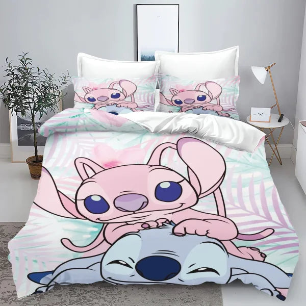 Stitch 3D Cartoon King Size Duvet Cover - Cute Kids Bedding Set - Himpall