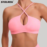 STOUREG Beautiful Back Sports Bra for Women Gym Yoga Bra Cross Back Running Sports Top Breathable Fitness Paded