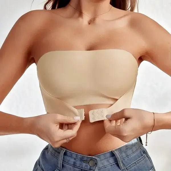 Strapless Mold Cup Seamless Bra – Non-Slip Front Button Underwear