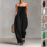 Strapless Ruched Jumpsuit Summer Fashion for Elegant Leisure - None