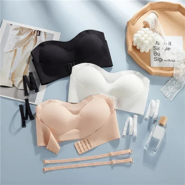 Strapless Seamless Push-Up Bra – Invisible Wireless Tube Top for Women