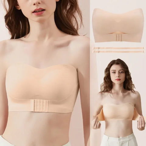 Strapless Seamless Push-Up Bra – Invisible Wireless Tube Top for Women