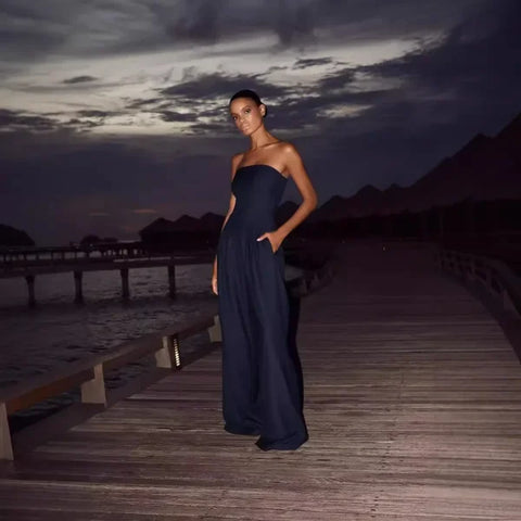 Strapless Slim Fit Women’s Jumpsuit – Sexy High Waist Evening Party Bodysuit