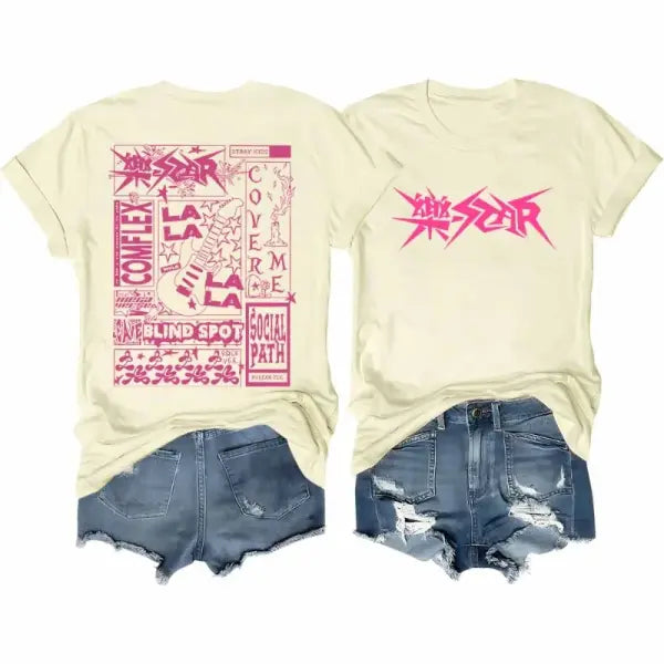 Stray Kids T-Shirt Rock Star Merch Shirt Kpop Short Sleeve Tshirt Stray Kids Rock Elements Pattern Streetwear