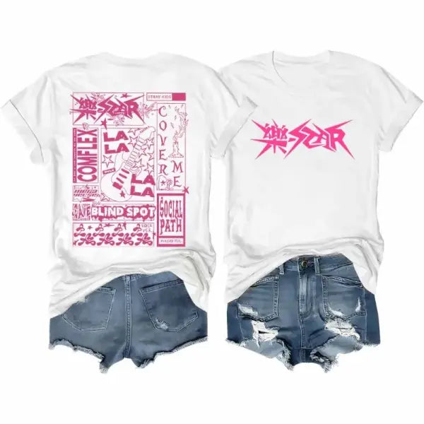 Stray Kids T-Shirt Rock Star Merch Shirt Kpop Short Sleeve Tshirt Stray Kids Rock Elements Pattern Streetwear