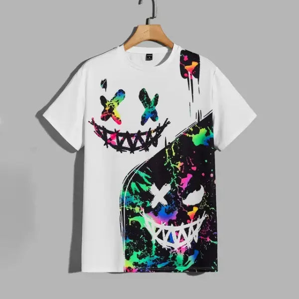 Street Fashion T-Shirt For Men Short Sleeve Hip Hop Print Tee Shirt Handsome Male T Shirt Pullover Man Oversized
