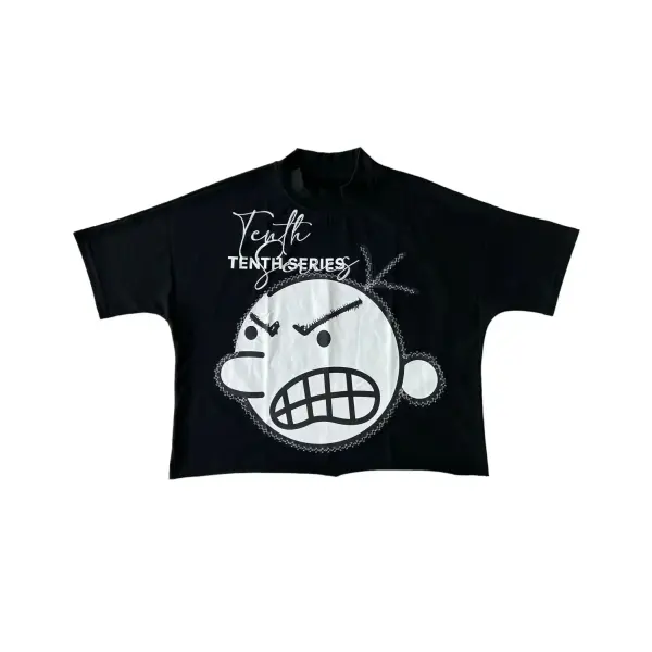 Black Harajuku Streetwear T-Shirt – Unisex Oversized Hip Hop 003 Graphic Y2K Short Sleeve Top - 2 / XL