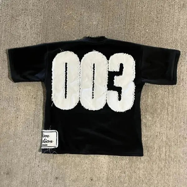 Black Harajuku Streetwear T-Shirt – Unisex Oversized Hip Hop 003 Graphic Y2K Short Sleeve Top