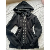 Streetwear Zip Up Hoodie Jacket Men Women Harajuku Retro Cherry Blossom Dragon Graphic Black Oversized Sweatshirt