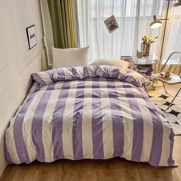 Stripe Duvet Cover 150x200 Simple Style Comforter Covers Queen Size housse de couette Skin-friendly Home Bed Linen(No
