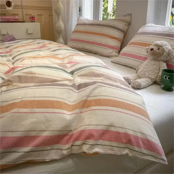 Stripe Style Duvet Cover Skin-friendly Quilt Cover Single/Double/Queen Size Comforter Cover Home Bedding 이불커버 (No