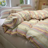 Stripe Style Duvet Cover Skin-friendly Quilt Cover Single/Double/Queen Size Comforter Cover Home Bedding 이불커버 (No