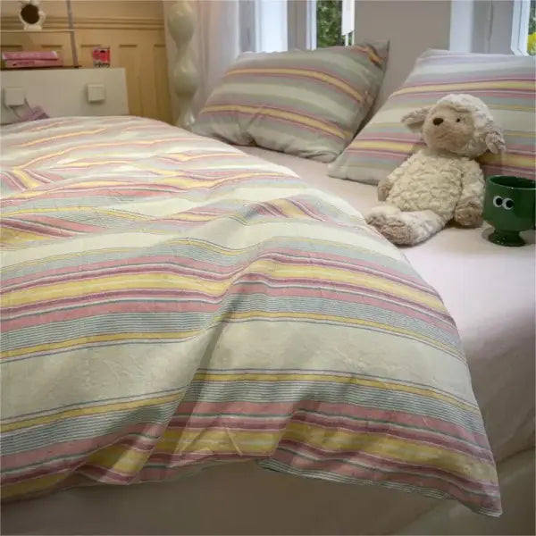 Stripe Style Duvet Cover Skin-friendly Quilt Cover Single/Double/Queen Size Comforter Cover Home Bedding 이불커버 (No