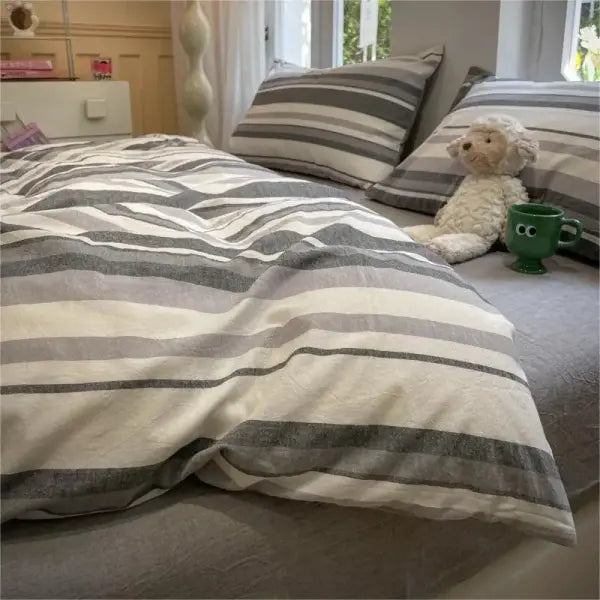 Stripe Style Duvet Cover Skin-friendly Quilt Cover Single/Double/Queen Size Comforter Cover Home Bedding 이불커버 (No