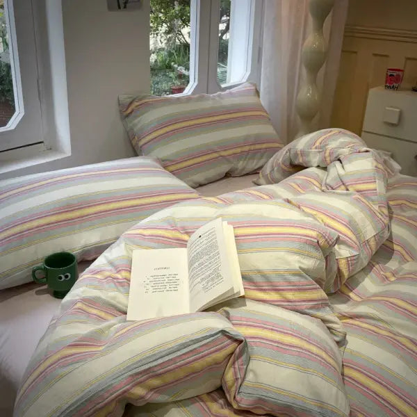 Stripe Style Duvet Cover Skin-friendly Quilt Cover Single/Double/Queen Size Comforter Cover Home Bedding 이불커버 (No