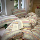 Stripe Style Duvet Cover Skin-friendly Quilt Cover Single/Double/Queen Size Comforter Cover Home Bedding 이불커버 (No