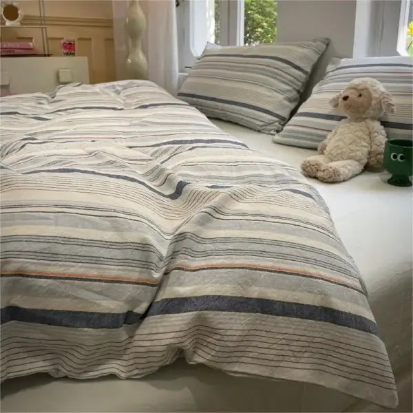 Stripe Style Duvet Cover Skin-friendly Quilt Cover Single/Double/Queen Size Comforter Cover Home Bedding 이불커버 (No