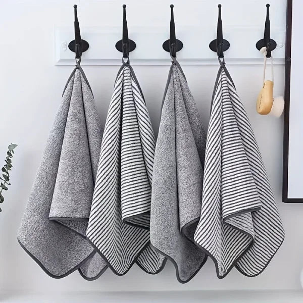 Striped Bamboo Hand Towel - Soft Quick-Drying & Absorbent (35x75cm) - Grey / 35x75cm / 1pc