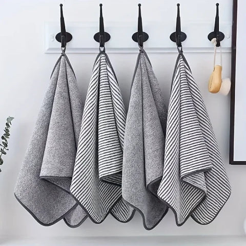 Striped Bamboo Hand Towel - Soft Quick-Drying & Absorbent (35x75cm) - Grey / 35x75cm / 1pc