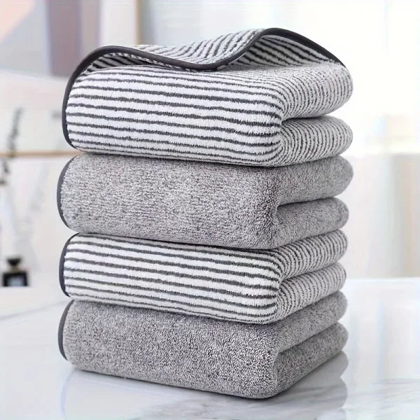 Striped Bamboo Hand Towel - Soft Quick-Drying & Absorbent (35x75cm)