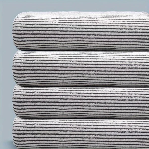 Striped Bamboo Hand Towel - Soft Quick-Drying & Absorbent (35x75cm)