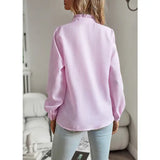 Striped Long Sleeve Shirt Fashion Ruffle Design Button Up Tops Casual Office Blouse Elegant Commuting Women’s Clothing