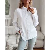Striped Long Sleeve Shirt Fashion Ruffle Design Button Up Tops Casual Office Blouse Elegant Commuting Women’s Clothing