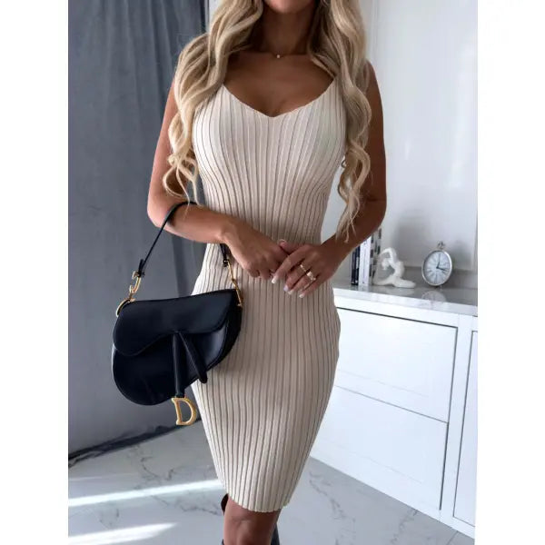 Striped Skirt Set Polyester Slim – Elegant Autumn Mid-Length Fashion - None