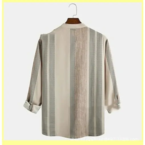Striped Slub Linen Casual Shirt All Sizes Classic Summer Style - None