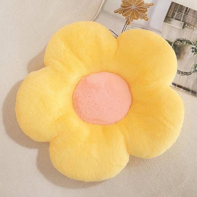 Stuffed Daisy Flower Cushion – Sunflower Shape Pillow for Decor & Comfort - Yellow