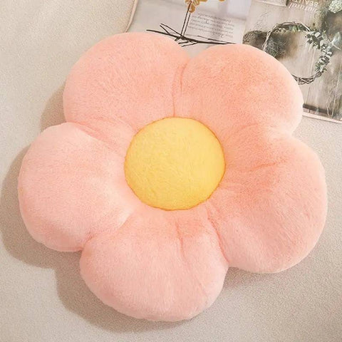 Stuffed Daisy Flower Cushion – Sunflower Shape Pillow for Decor & Comfort - Pink