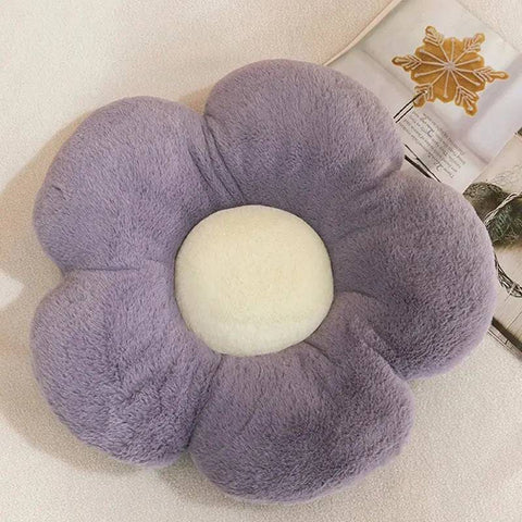 Stuffed Daisy Flower Cushion – Sunflower Shape Pillow for Decor & Comfort - Purple