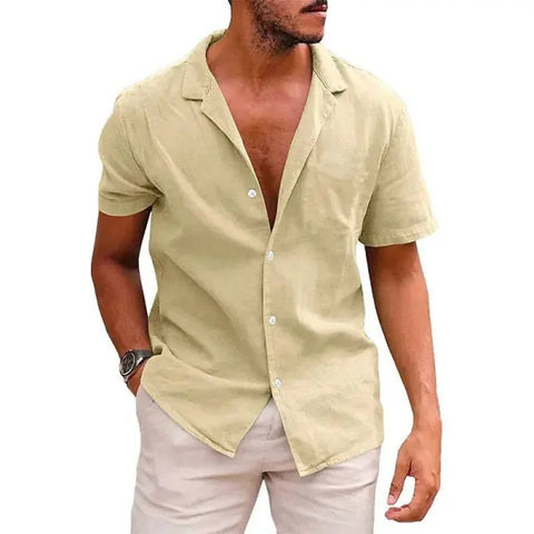Short Sleeve Tops - Khaki / L