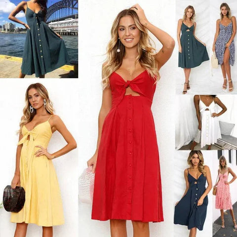 Women Summer Dresses - Backless Sleeveless Stylish for Parties