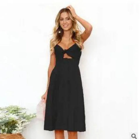 Women Summer Dresses - Backless Sleeveless Stylish for Parties - Black / L